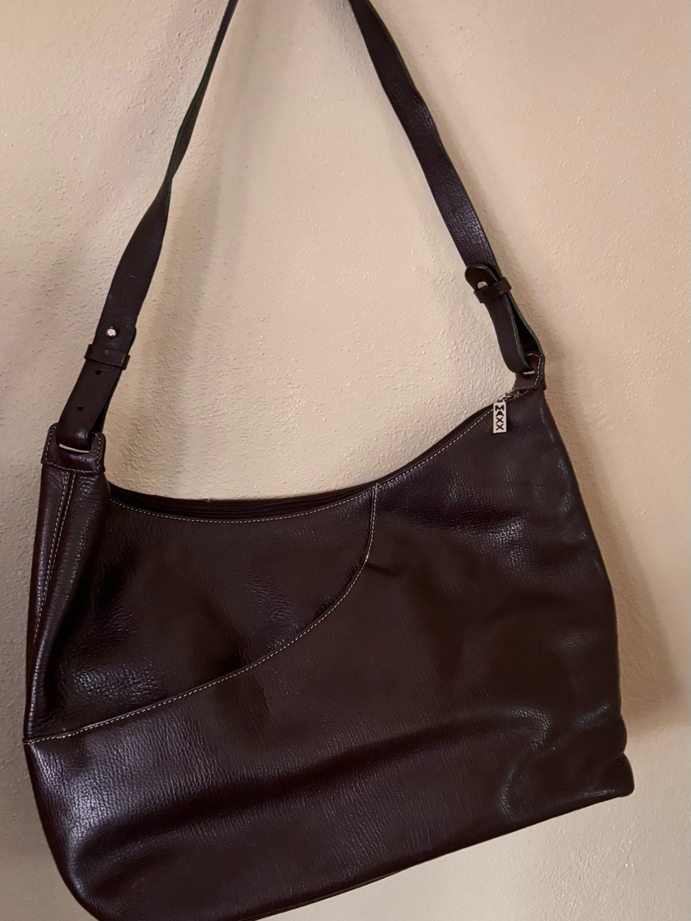 Maxx New York brown leather bag, large 16X 10 inch size .